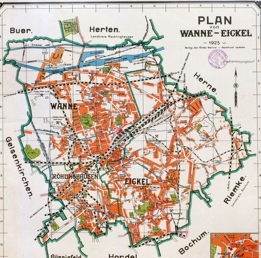 Letzter Plan der noch selbstständigen Ämter Eickel und Wanne, 1925